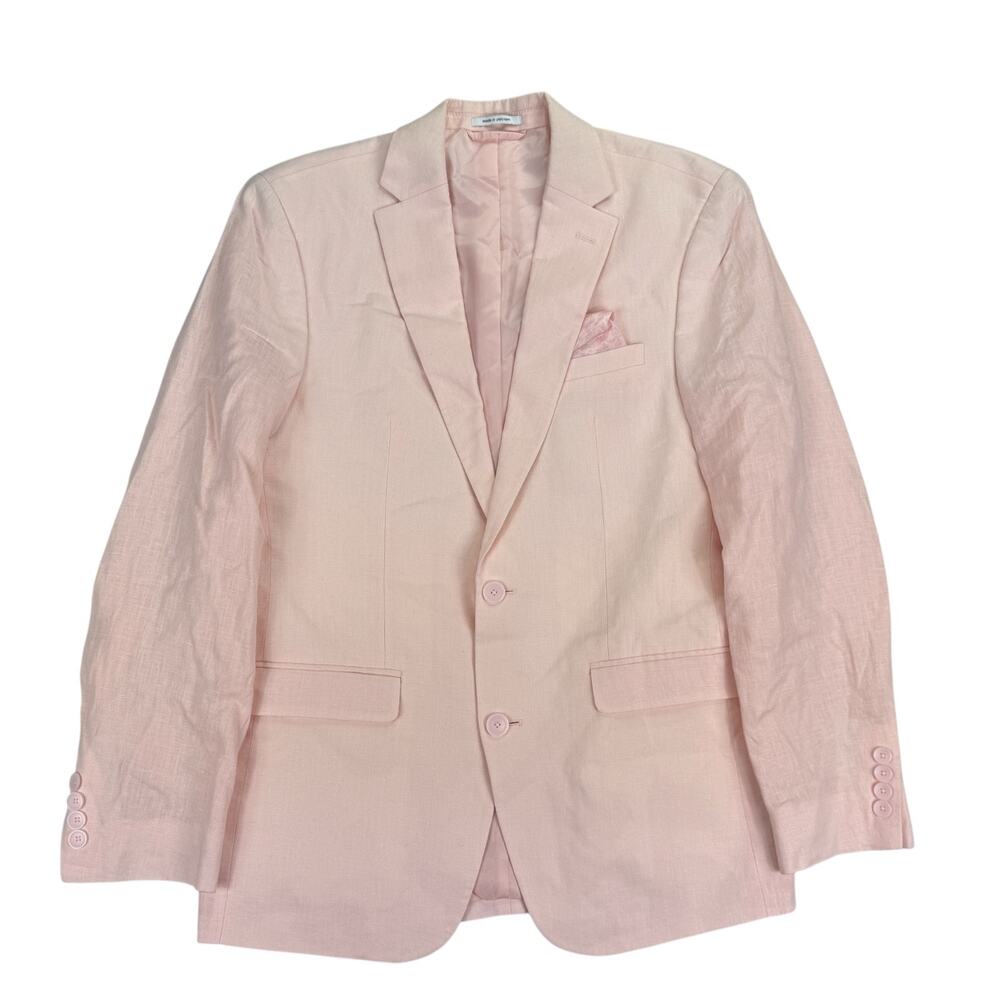 Bar III Mens Slim Fit 100% Linen Solid Suit Jacket Pink 38R